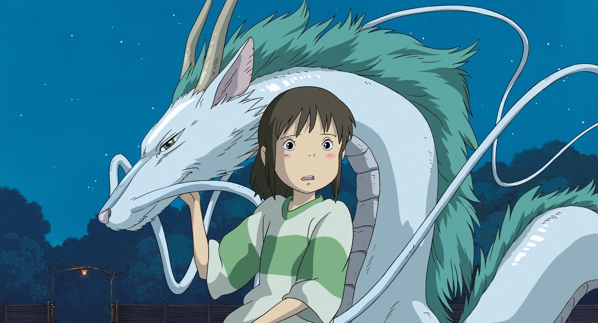 Spirited Away Movie Still with No Face and Chihiro