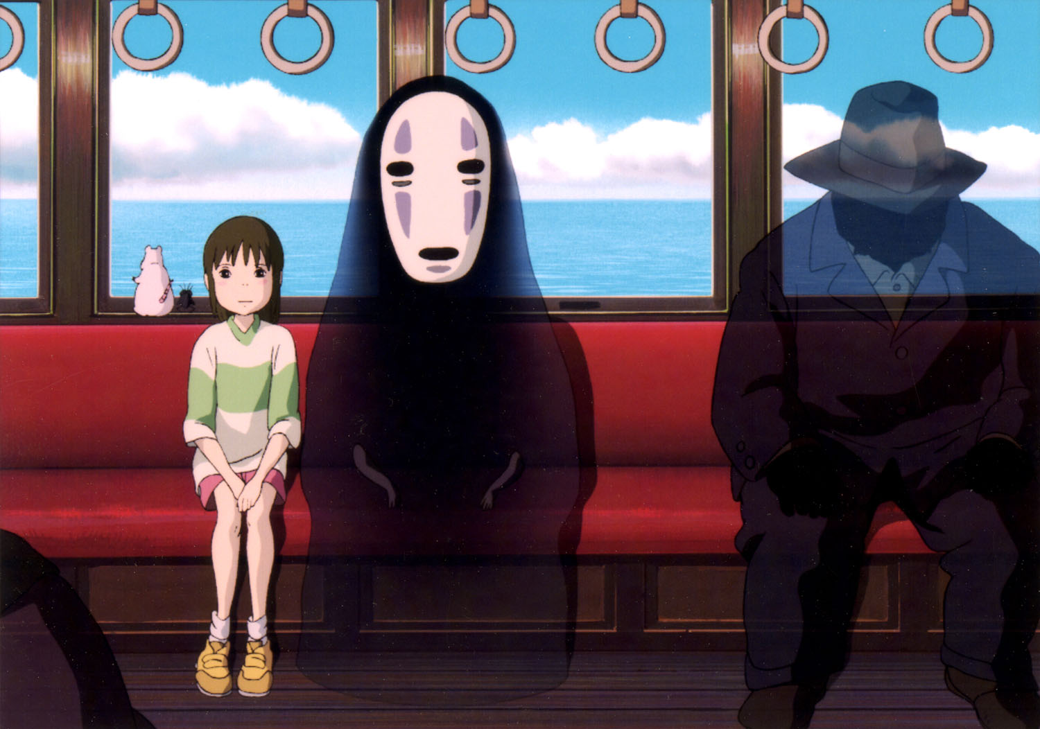 Spirited Away Movie Still with No Face and Chihiro